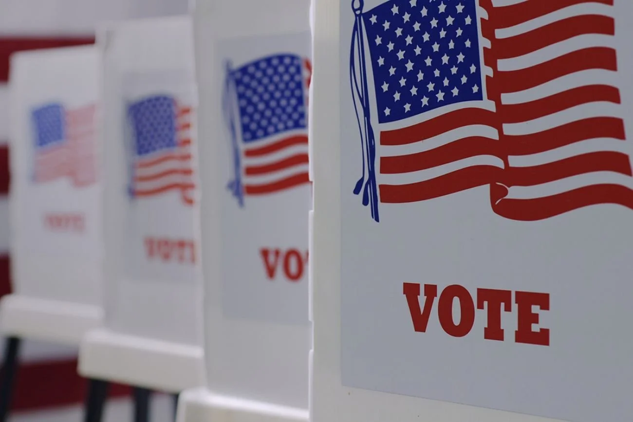 A row of voting booths